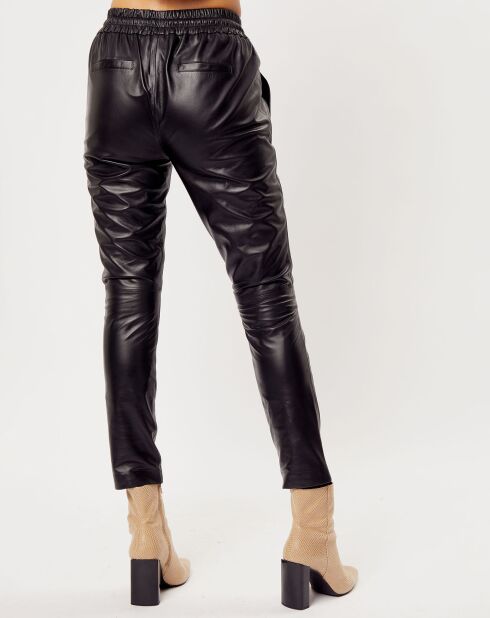 Pantalon en Cuir d'Agneau Baggy noir