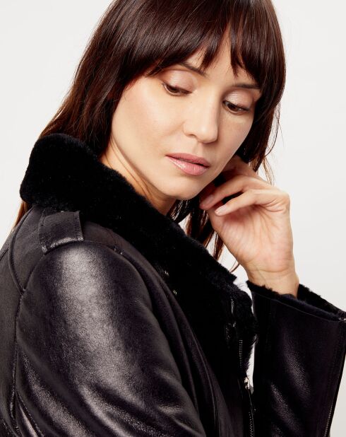 Blouson en Peau Lainée Carla noire