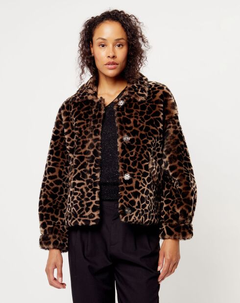 Blouson en Fourrure de mouton New Bianca leopard