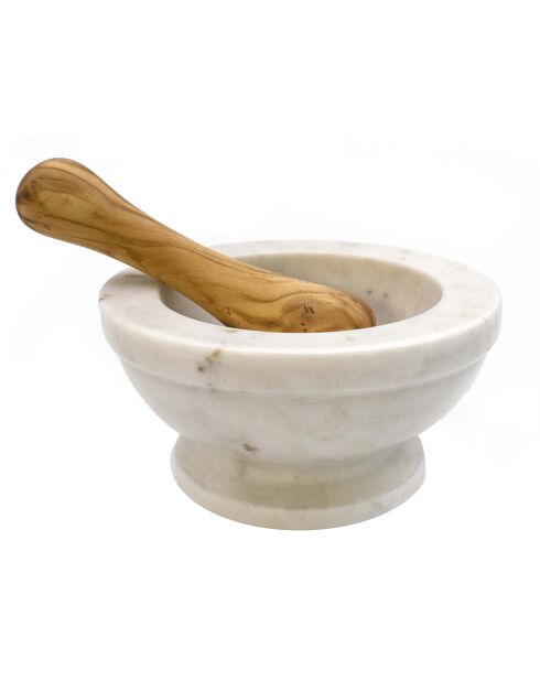 Mortier en marbre et pilon marron/blanc - D. 14 cm