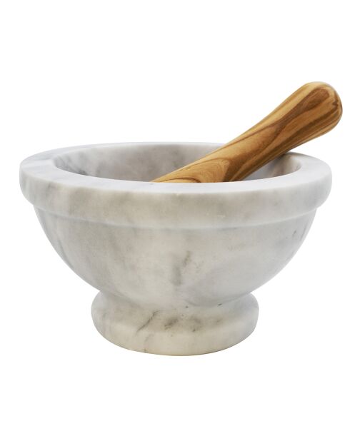 Mortier en marbre et pilon marron/blanc - D. 18 cm