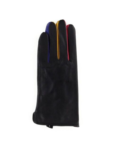 Gants en Cuir d'Agneau Femme noir/multicolore