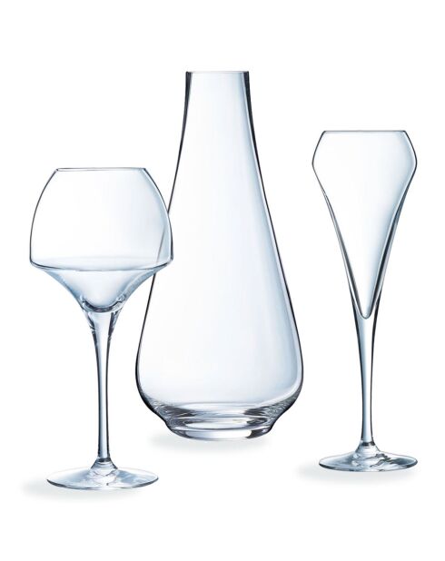 Set 12 verres à pied Open Up + carafe transparents