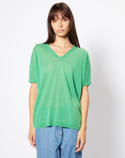 Pull en Lin & Coton Lelena vert