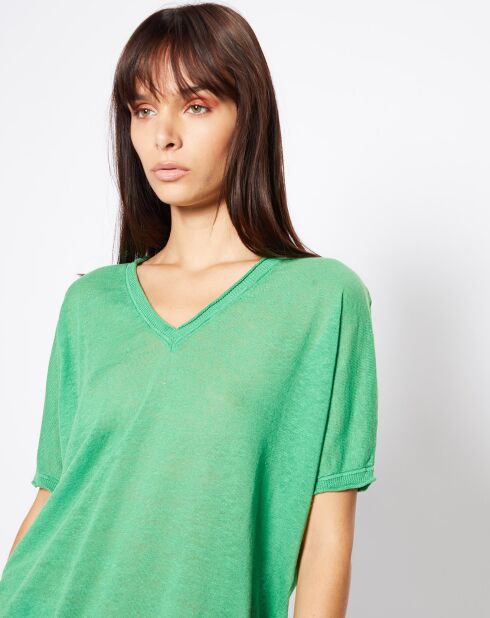 Pull en Lin & Coton Lelena vert