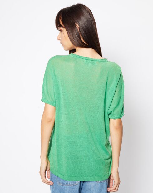 Pull en Lin & Coton Lelena vert