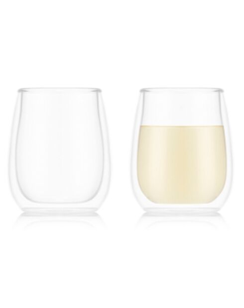 2 Verres à vin double paroi Chardonnay Skål transparents - 0.25L