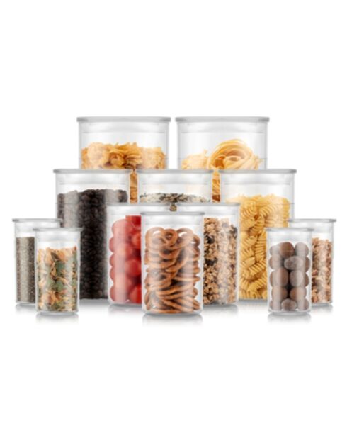 12 transparente Presso-Aufbewahrungsdosen mit luftdichtem Deckel — 0,25/0,6/0,2 l