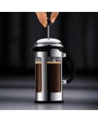 Cafetière à piston, 8 tasses, avec bec verseur Chambord gris chromé - 1L