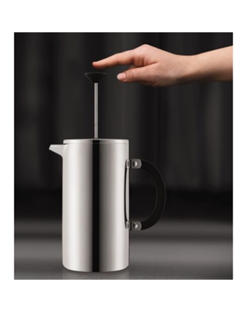 Cafetière à piston double paroi, 8 tasses Tribute Press gris brillant chromé - 1L