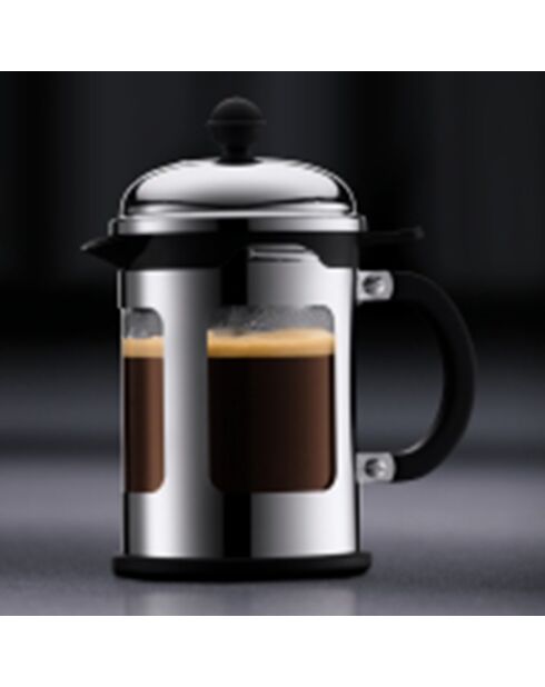 Prensa francesa, 4 tazas, con caño cromado gris Chambord, 0,5 L