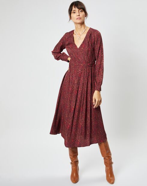 Robe Ilima imprimé bordeaux