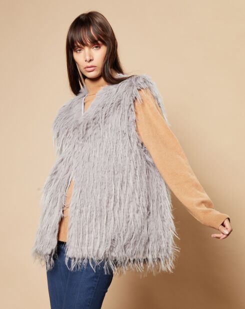 Gilet en Fausse Fourrure Elena gris