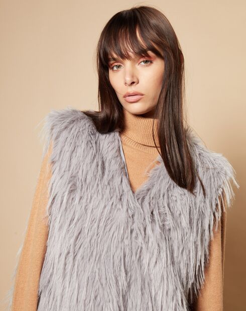 Gilet en Fausse Fourrure Elena gris