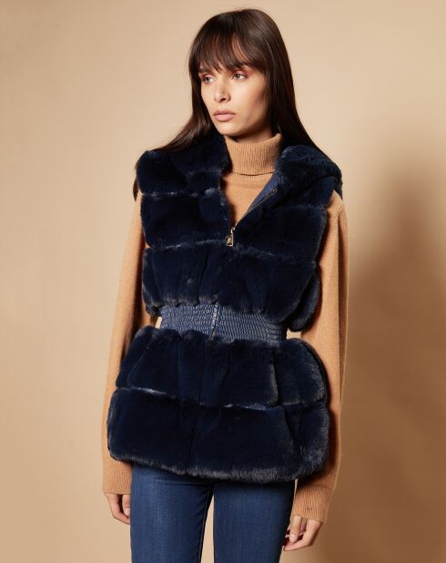 Gilet en Fausse Fourrure Elyah marine