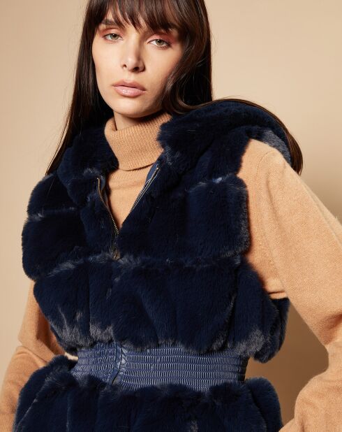Gilet en Fausse Fourrure Elyah marine