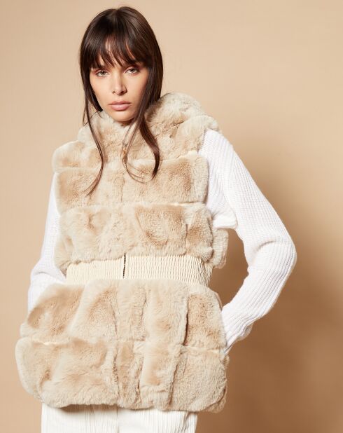 Gilet en Fausse Fourrure Elyah beige