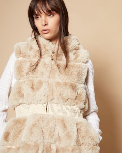 Gilet en Fausse Fourrure Elyah beige