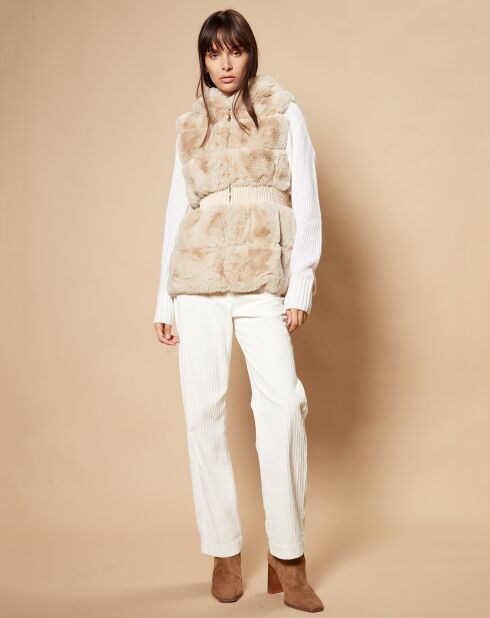 Beige vest van imitatiebont Elyah