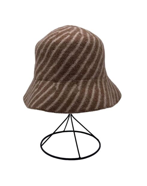 Chapeau 100% Laine Xena écru/marron