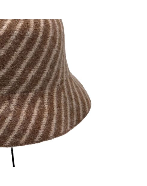 Chapeau 100% Laine Xena écru/marron