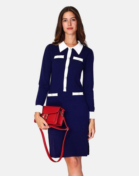 Robe en Cachemire mélangé Romy bleu nuit