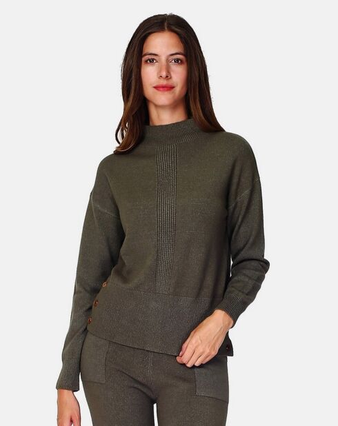 Pull en Cachemire 4 fils mélangé Agathe kaki