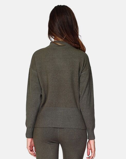 Pull en Cachemire 4 fils mélangé Agathe kaki