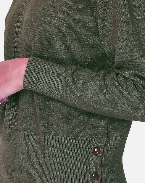 Pull en Cachemire 4 fils mélangé Agathe kaki