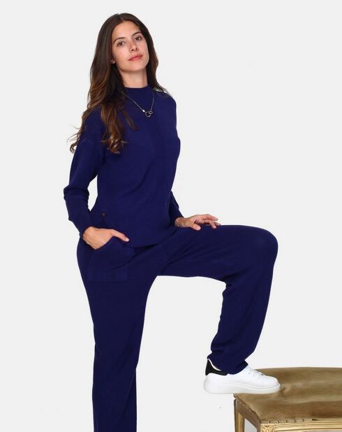 Pantalon en Cachemire 4 fils mélangé Zoé bleu nuit
