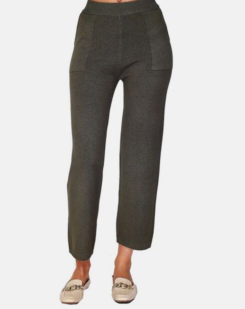 Pantalon en Cachemire 4 fils mélangé Zoé kaki