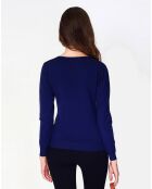 Pull en Cachemire 3 fils mélangé Iris bleu nuit