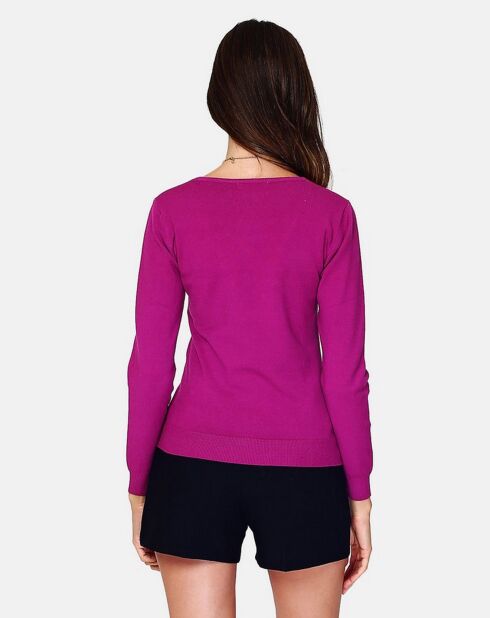 Pull en Cachemire 3 fils mélangé Iris orchidée