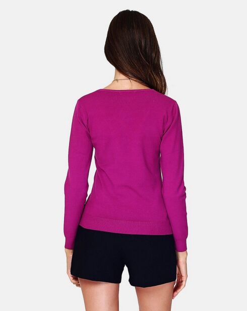 Pull en Cachemire 3 fils mélangé Iris orchidée