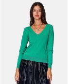 Pull en Cachemire 3 fils mélangé Iris vert virid