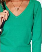 Pull en Cachemire 3 fils mélangé Iris vert virid