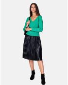 Pull en Cachemire 3 fils mélangé Iris vert virid