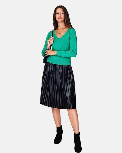 Pull en Cachemire 3 fils mélangé Iris vert virid