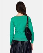 Pull en Cachemire 3 fils mélangé Iris vert virid