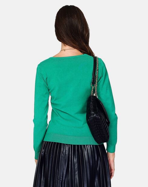 Pull en Cachemire 3 fils mélangé Iris vert virid