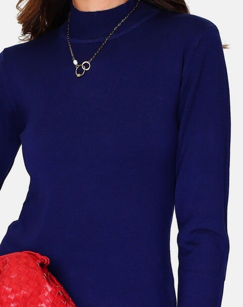 Pull en Cachemire 3 fils mélangé Nina bleu nuit