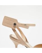 Slingbacks en Cuir Zip Tie beiges - Talon 9 cm