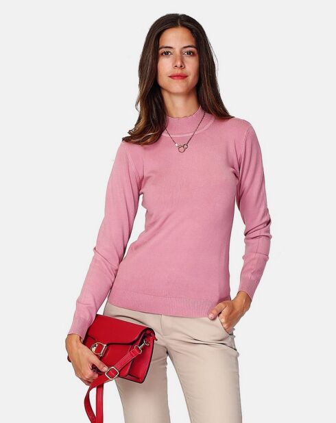 Pull en Cachemire 3 fils mélangé Nina princesse rose