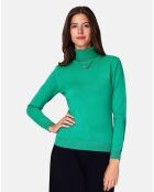 Pull en Cachemire 3 fils mélangé Juliette vert virid