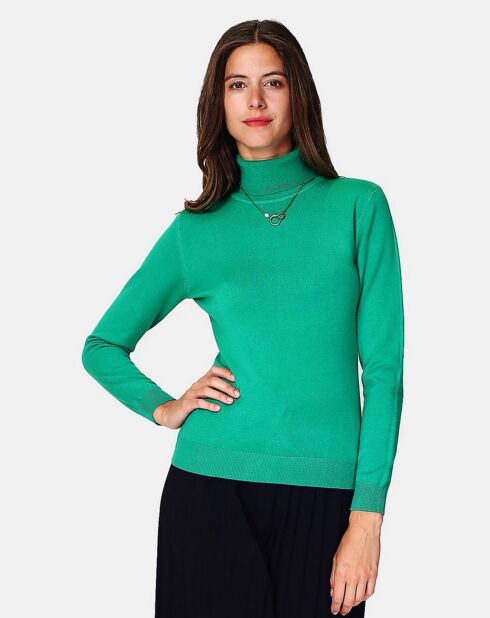 Pull en Cachemire 3 fils mélangé Juliette vert virid