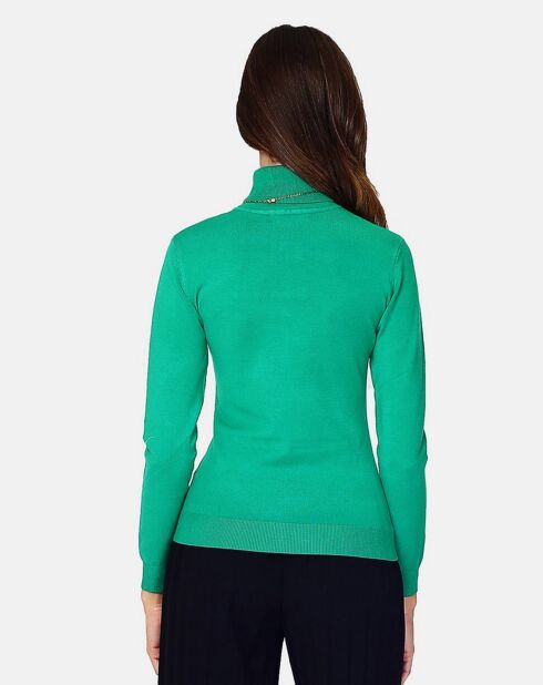 Pull en Cachemire 3 fils mélangé Juliette vert virid
