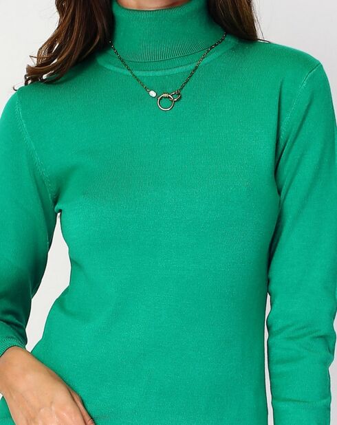 Pull en Cachemire 3 fils mélangé Juliette vert virid