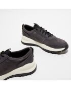 Baskets en Velours de Cuir Boroughs anthracite