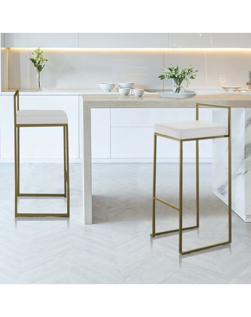 2 Tabourets de bar dodo gold blanc/doré - 41x41x77 cm