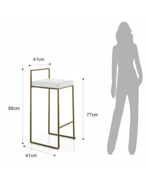 2 Tabourets de bar dodo gold blanc/doré - 41x41x77 cm